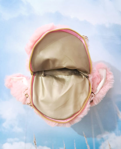 Peach Shade Fluffy Cute Rabbit Sling Bag