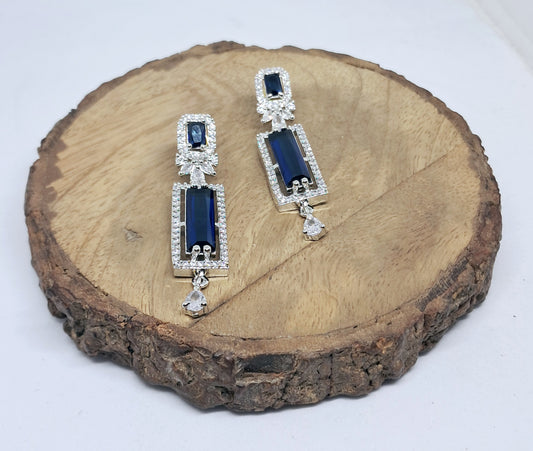 Magnificent Blue Shade Dangler AD Earrings