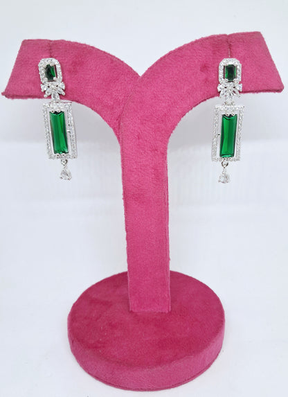 Magnificent Green Shade Dangler AD Earrings