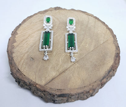 Magnificent Green Shade Dangler AD Earrings