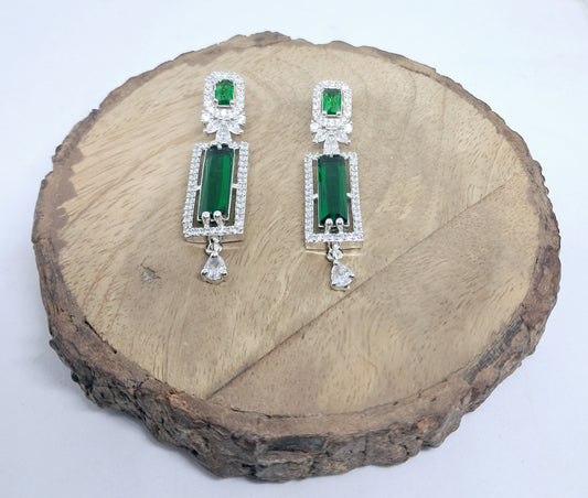 Magnificent Green Shade Dangler AD Earrings