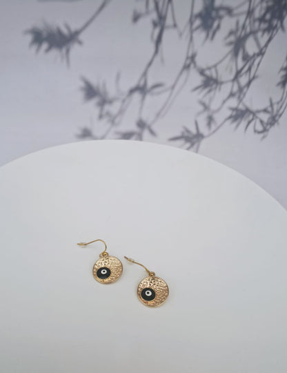 Handmade Black & Gold Premium Quality Evil Eye Earrings